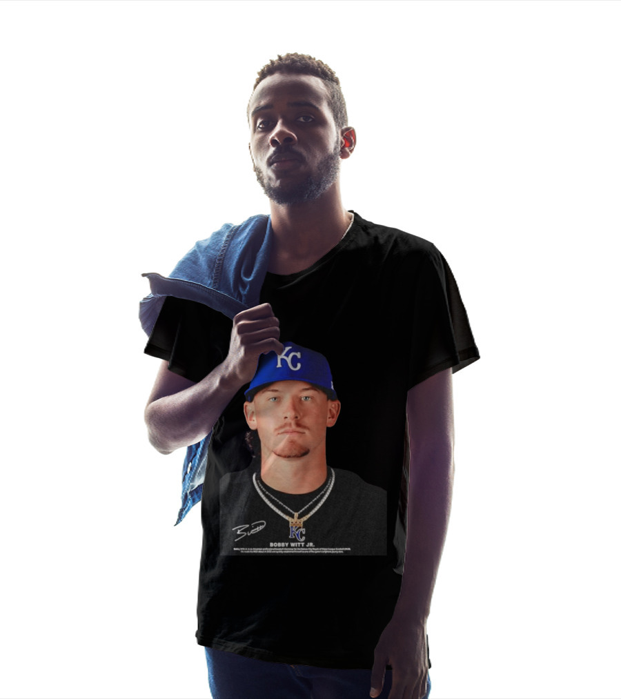 Bobby Witt Jr Kansas City Royals MLB Player Portrait Featuring KC Cap And Signature T-Shirt