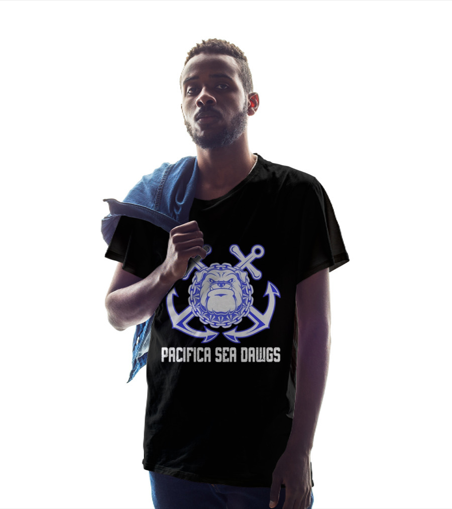 Pacifica Sea Dawgs Bulldog Anchor Crossed Swords Sports Team T-Shirt