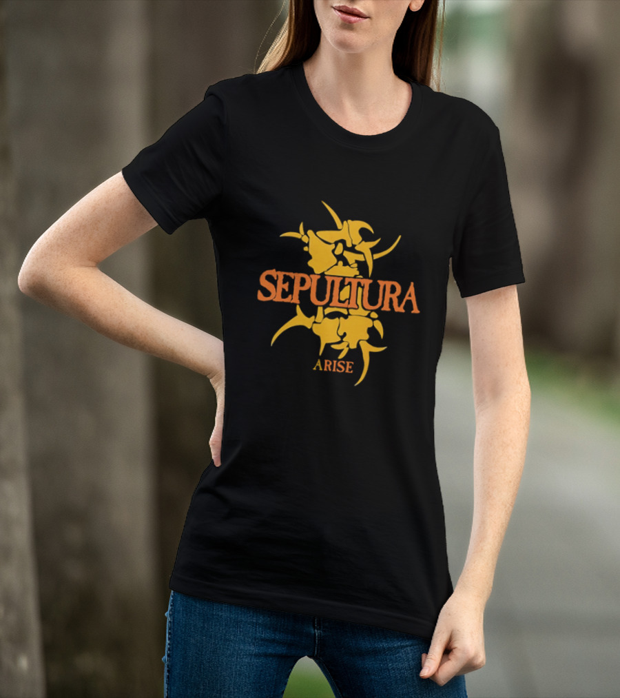 Sepultura Arise Thrash Metal Band Vintage Text Yellow T-Shirt