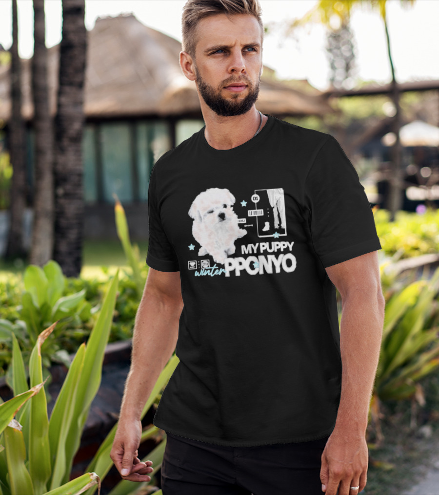 Winter Aespa My Puppy Pponyo KMJ Cute Dog T-Shirt