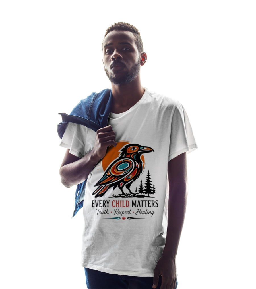 Every Child Matters Truth Respect Healing Raven With Sun And Trees T-Shirt
