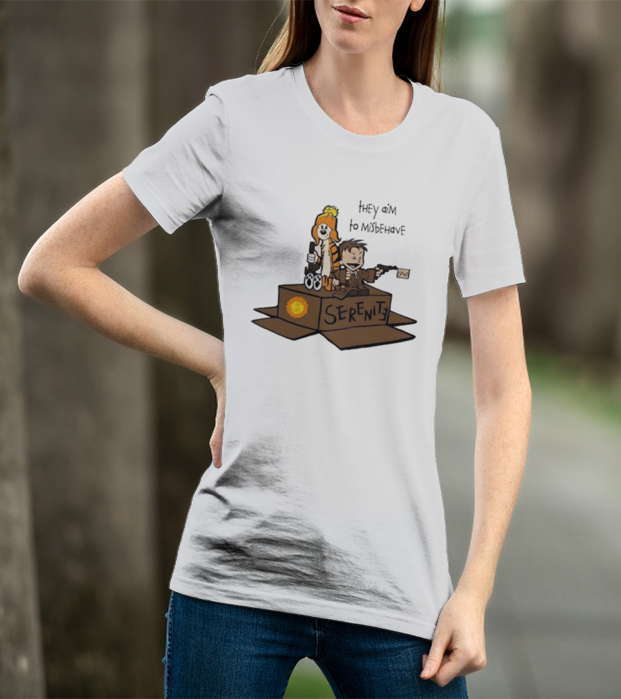 Malvin And Cobbes Serenity Hey Aim To Misbehave Box Gun Drawing T-Shirt