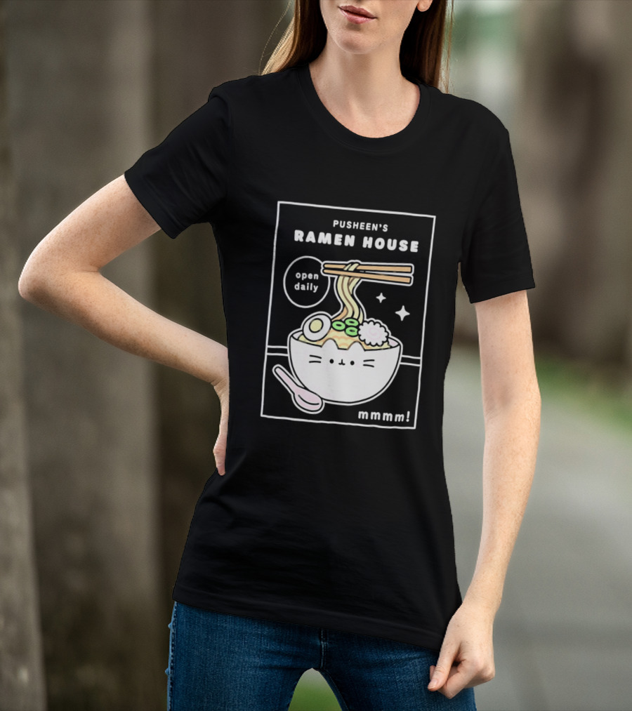 Pusheen's Ramen House Open Daily Noodles Kawaii Mmmm T-Shirt