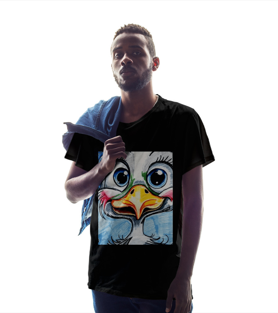 Swoopy The Charming Seagull By Viktor With Big Blue Eyes And Colorful Beak T-Shirt