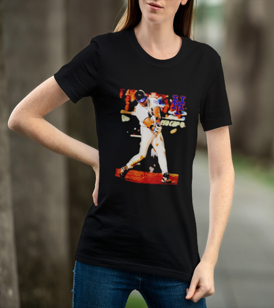 Mike Piazza New York Mets Batting Action MLB Player Swing T-Shirt
