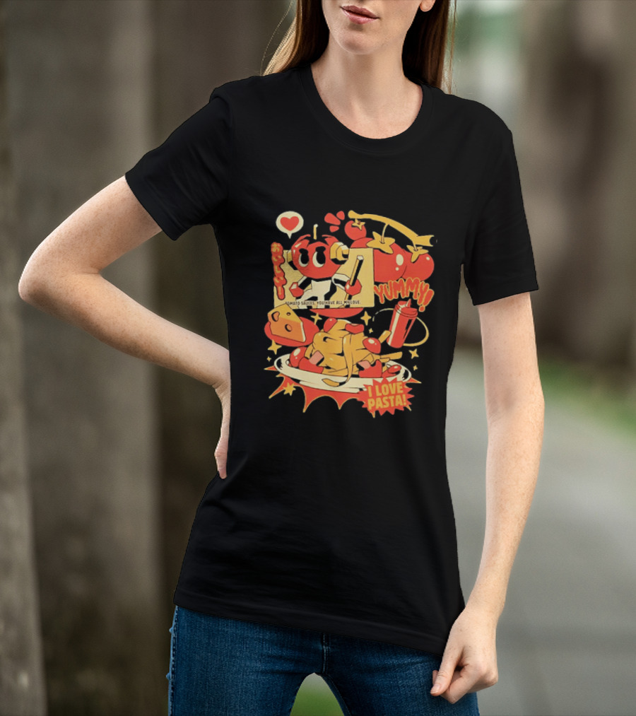 Tomato Sauces Yummy I Love Pasta With Cheese And Heart T-Shirt