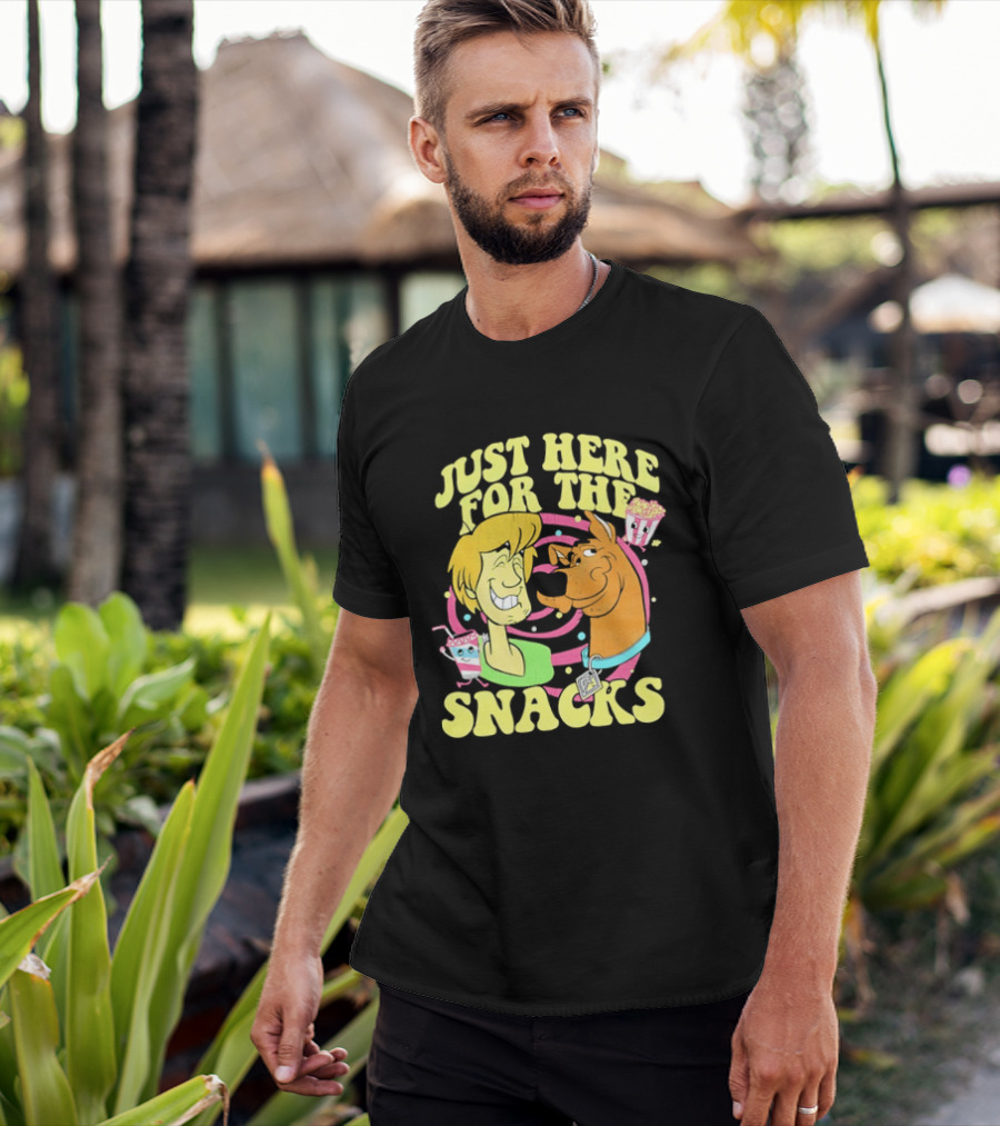 Scooby Doo Shaggy Just Here For The Snacks Popcorn Fun T-Shirt