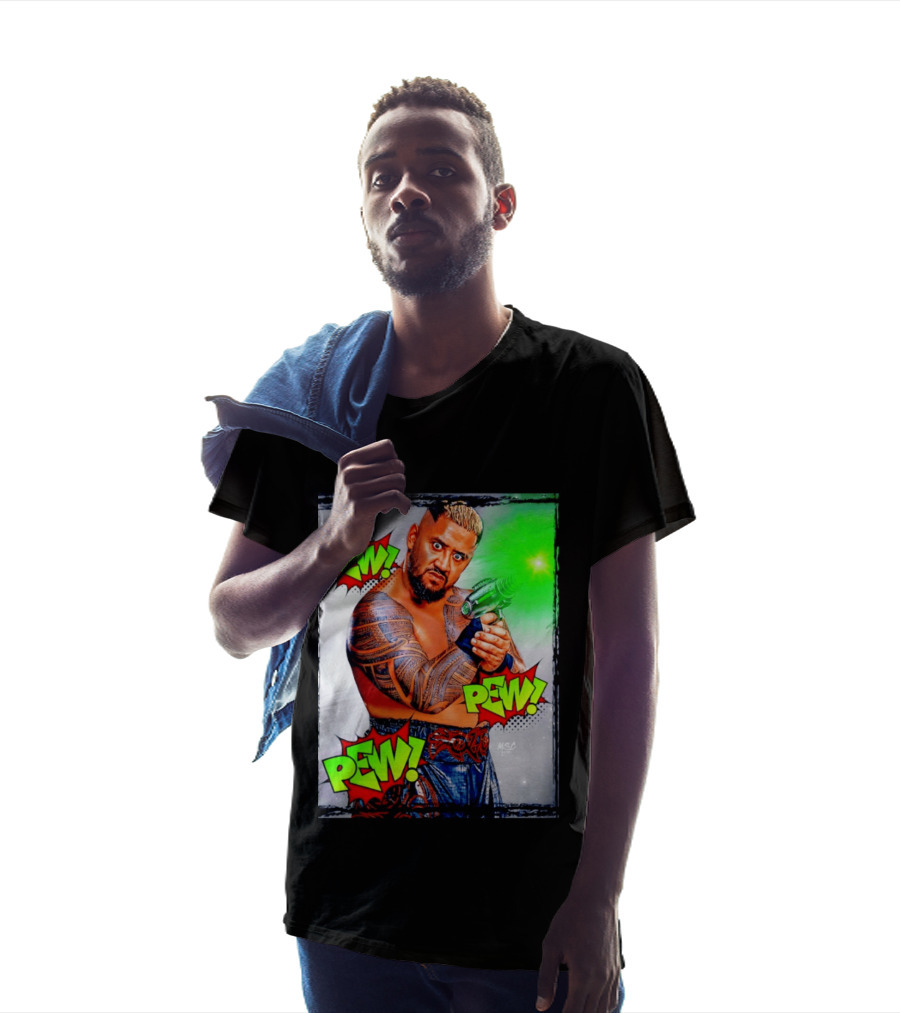 Solo Sikoa Pew Pew Pew WWE Wrestling Comic Style Laser Gun Action T-Shirt
