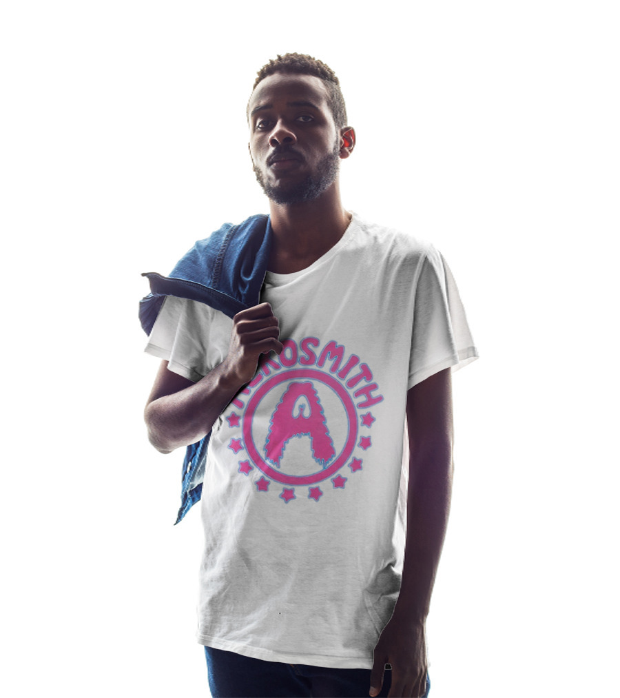 Aerosmith Retro Band Emblem Pink Blue Stars T-Shirt