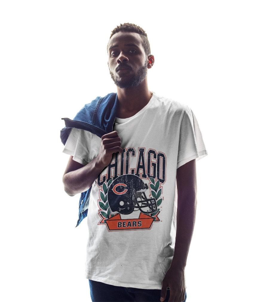Chicago Bears Distressed Football Helmet T-Shirt