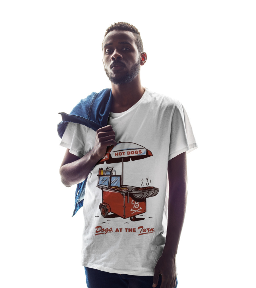 Dogs At The Turn Hot Dogs Cart With Tasty Grilled Food T-Shirt