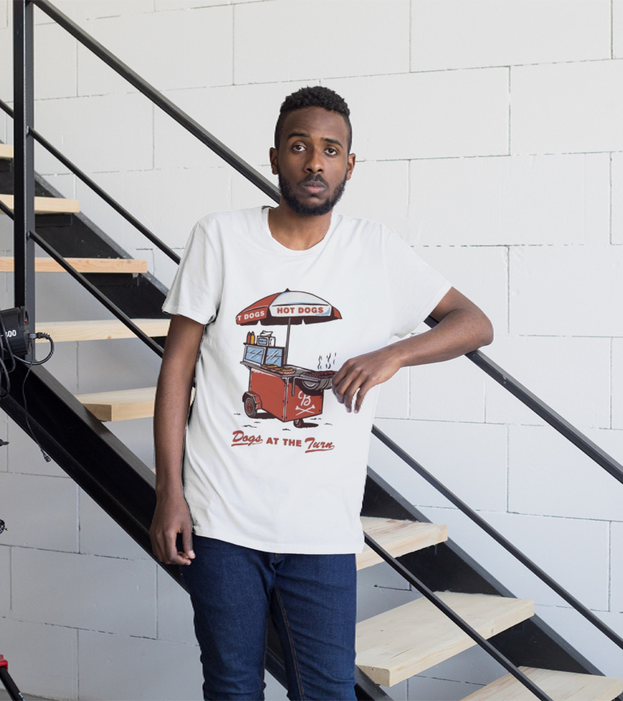 Dogs At The Turn Hot Dogs Cart With Tasty Grilled Food T-Shirt