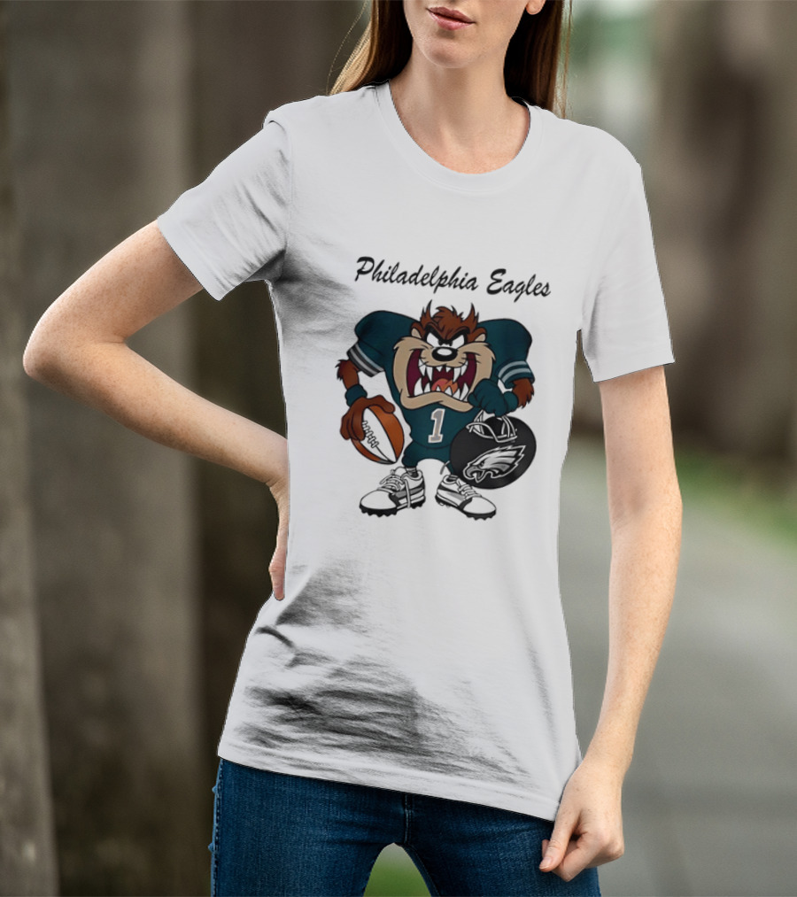 Philadelphia Eagles Taz Tasmanian Devil Football Player Cartoon T-Shirt