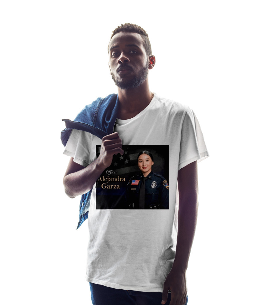 Officer Alejandra Garza Memorial Tribute With Flag And Ribbon T-Shirt