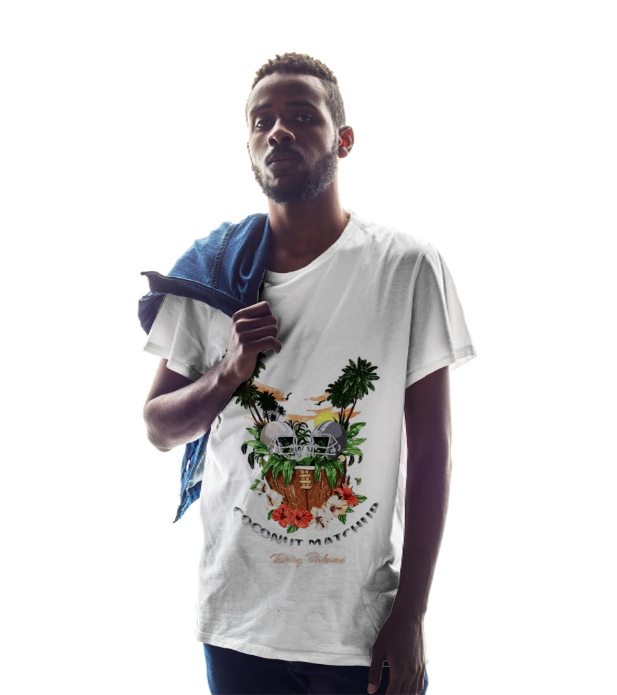 Tommy Bahama Coconut Matchup Football Tropical Palms Helmets Hibiscus T-Shirt