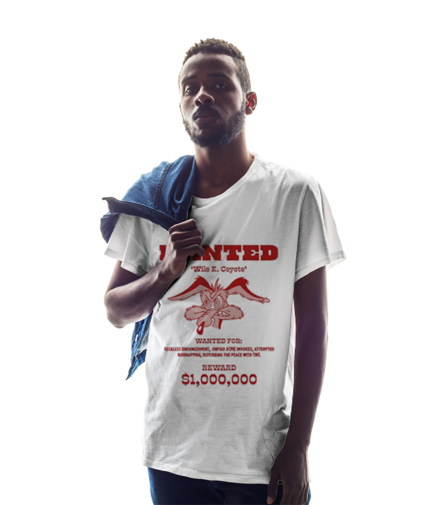 Wanted Wile E Coyote $1000000 Reward Looney Tunes Oversized T-Shirt