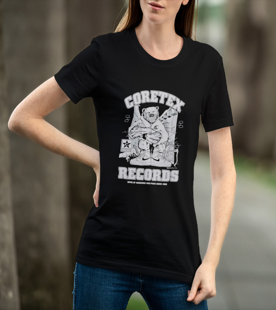 Coretex Records Home Of Hardcore And Punk Bear Illustration Since 1988 T-Shirt