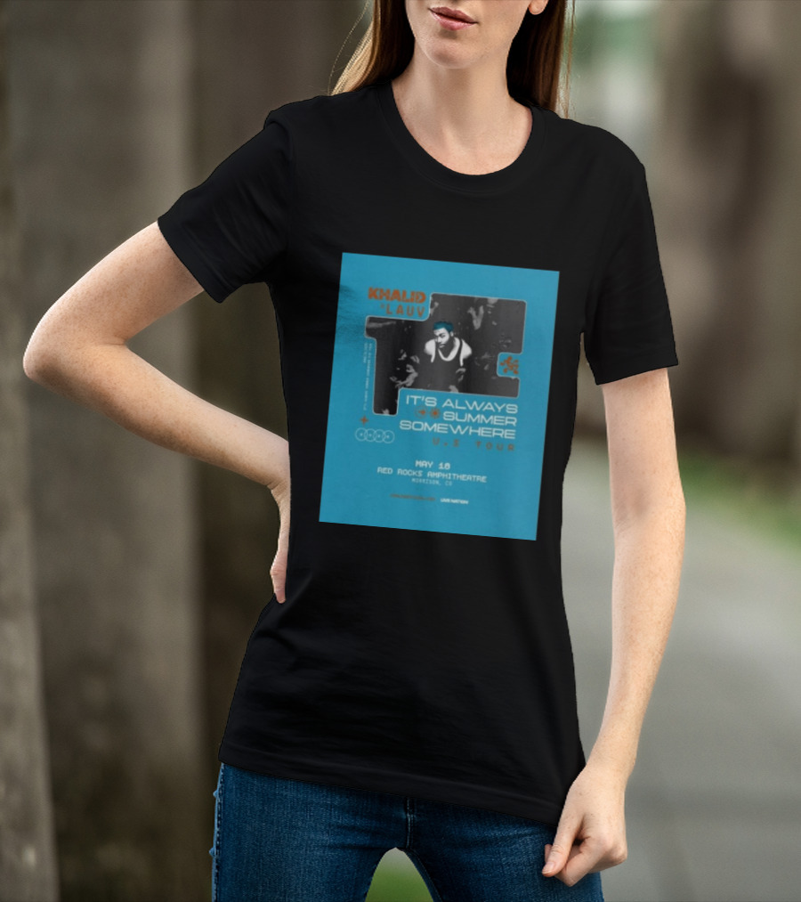 Khalid Lauv It's Always Summer Somewhere US Tour 2026 May 18 Red Rocks Amphitheatre Morrison CO Live Nation T-Shirt