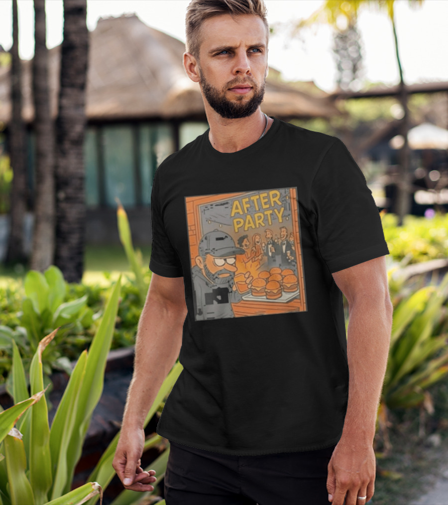 After Party Burger Cartoon With Drink In Hand T-Shirt