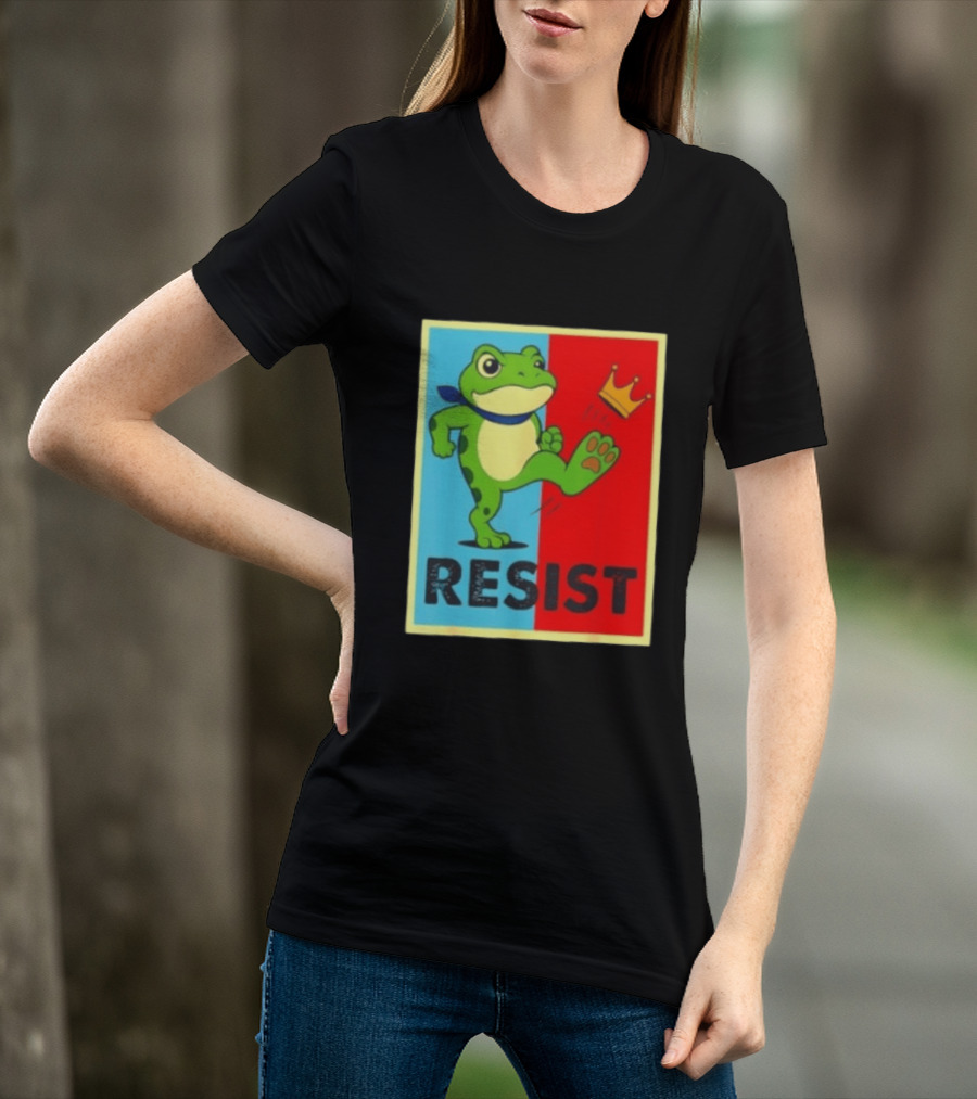 Resist Frog Kicking Crown Icon No Kings T-Shirt