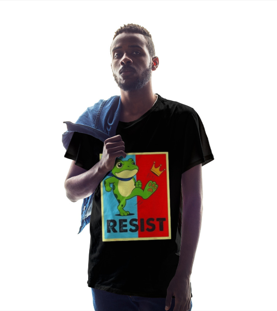 Resist Frog Kicking Crown Icon No Kings T-Shirt