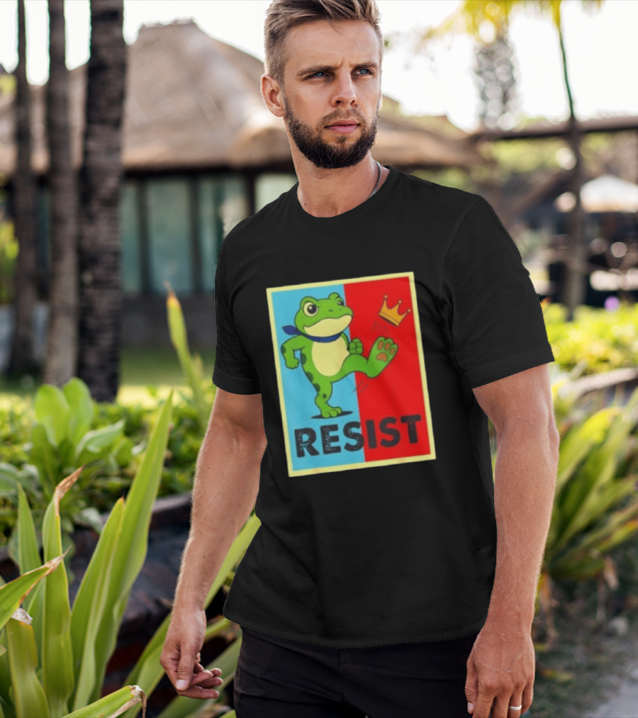 Resist Frog Kicking Crown Icon No Kings T-Shirt