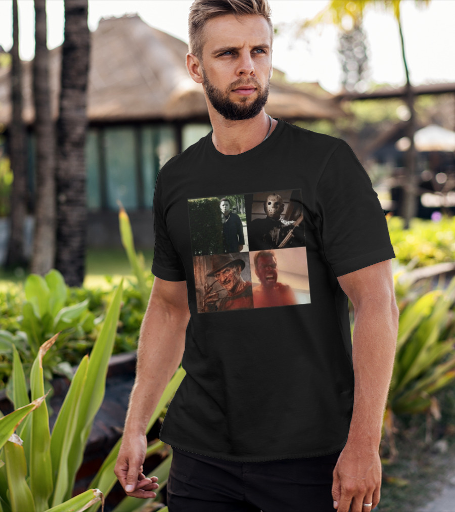 Perez Hilton Icons Horror Movie Legends Freddy Jason Michael Myers T-Shirt