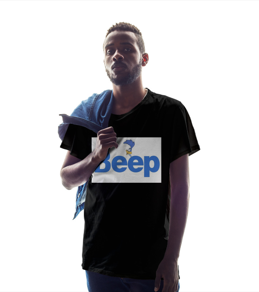 Looney Tunes Road Runner Beep Text Featuring Iconic Cartoon T-Shirt