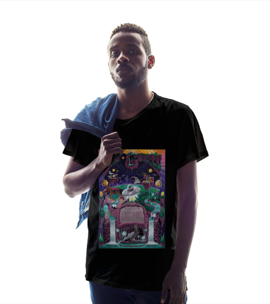 The Great Outdoors Fall Tour 2026 Cosmic Adventure Spaceships Waterfalls Planets T-Shirt