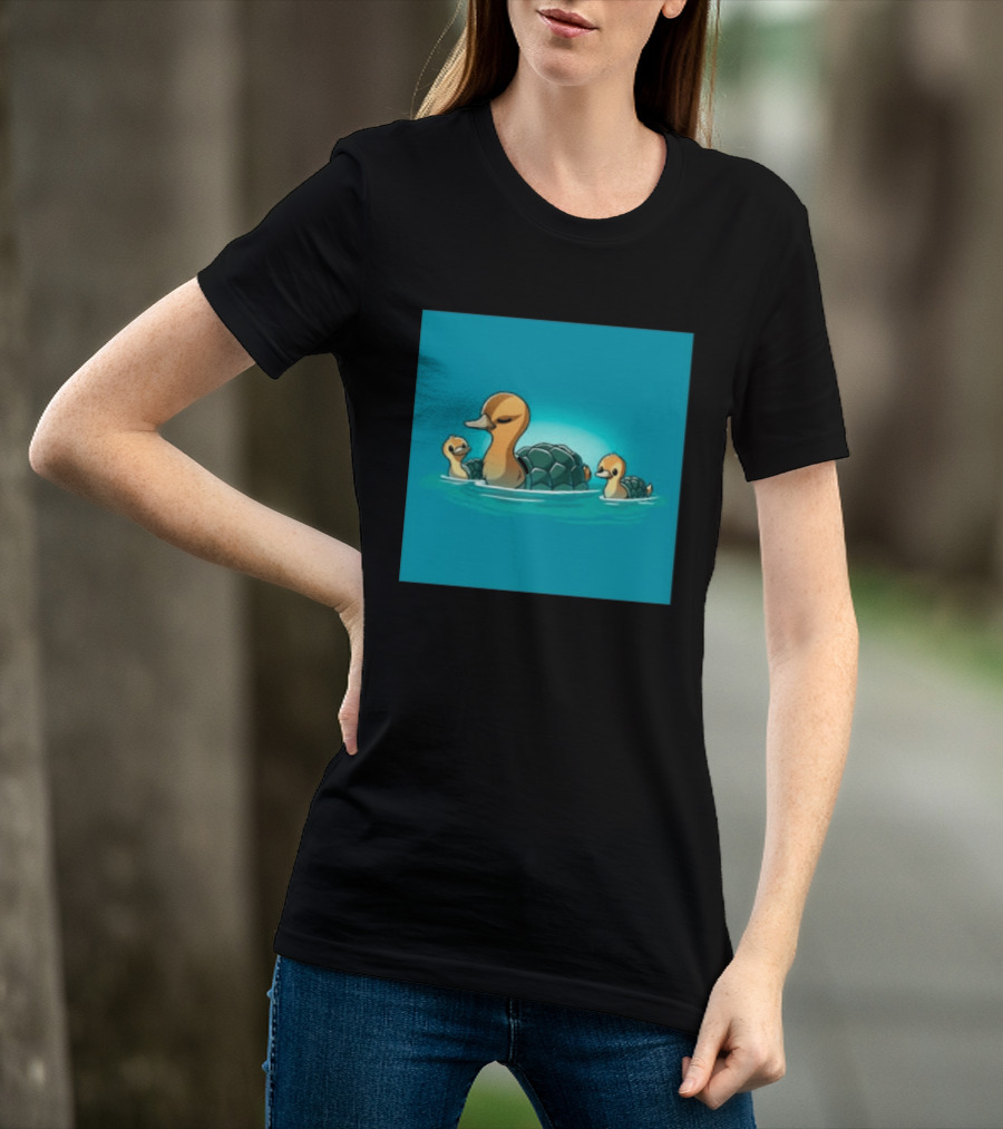 Turtle Ducks Swimming Cute Playful Hybrid Creatures T-Shirt