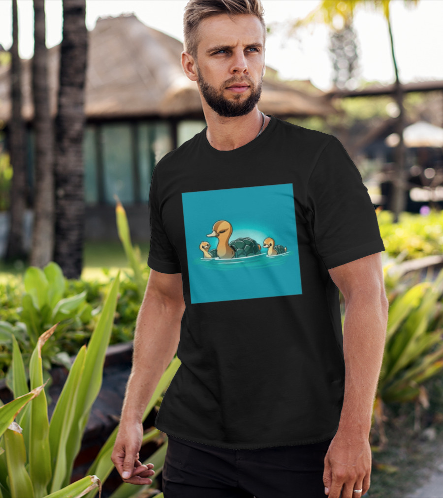Turtle Ducks Swimming Cute Playful Hybrid Creatures T-Shirt