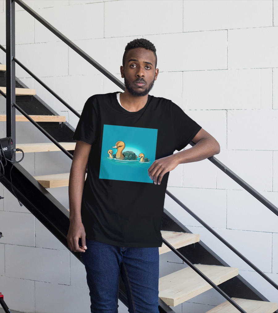 Turtle Ducks Swimming Cute Playful Hybrid Creatures T-Shirt