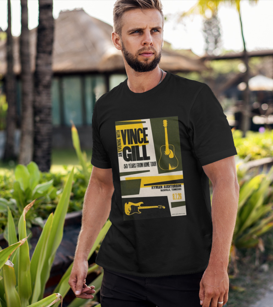 An Evening With Vince Gill 50 Years From Home Tour Ryman Auditorium Nashville August 7 2026 T-Shirt