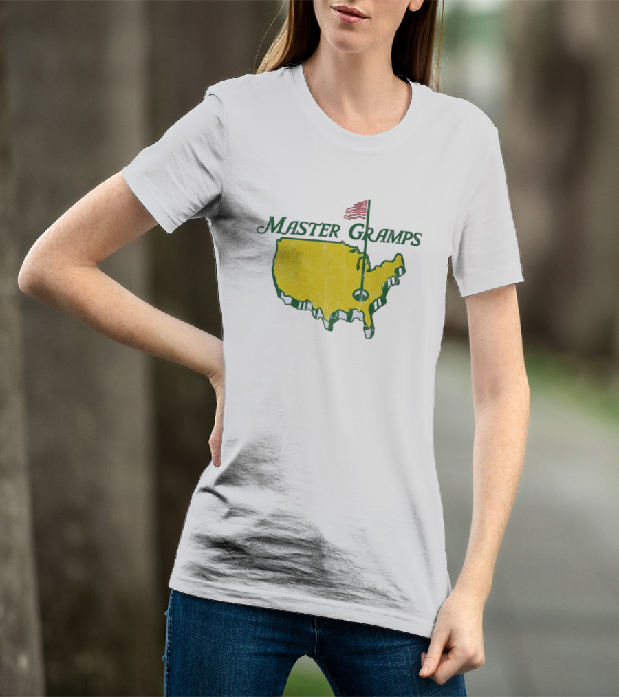 Master Gramps Golfing USA Flag Map T-Shirt