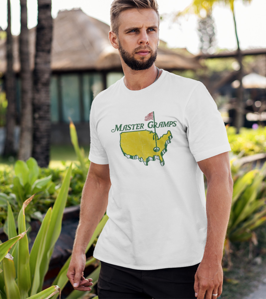 Master Gramps Golfing USA Flag Map T-Shirt