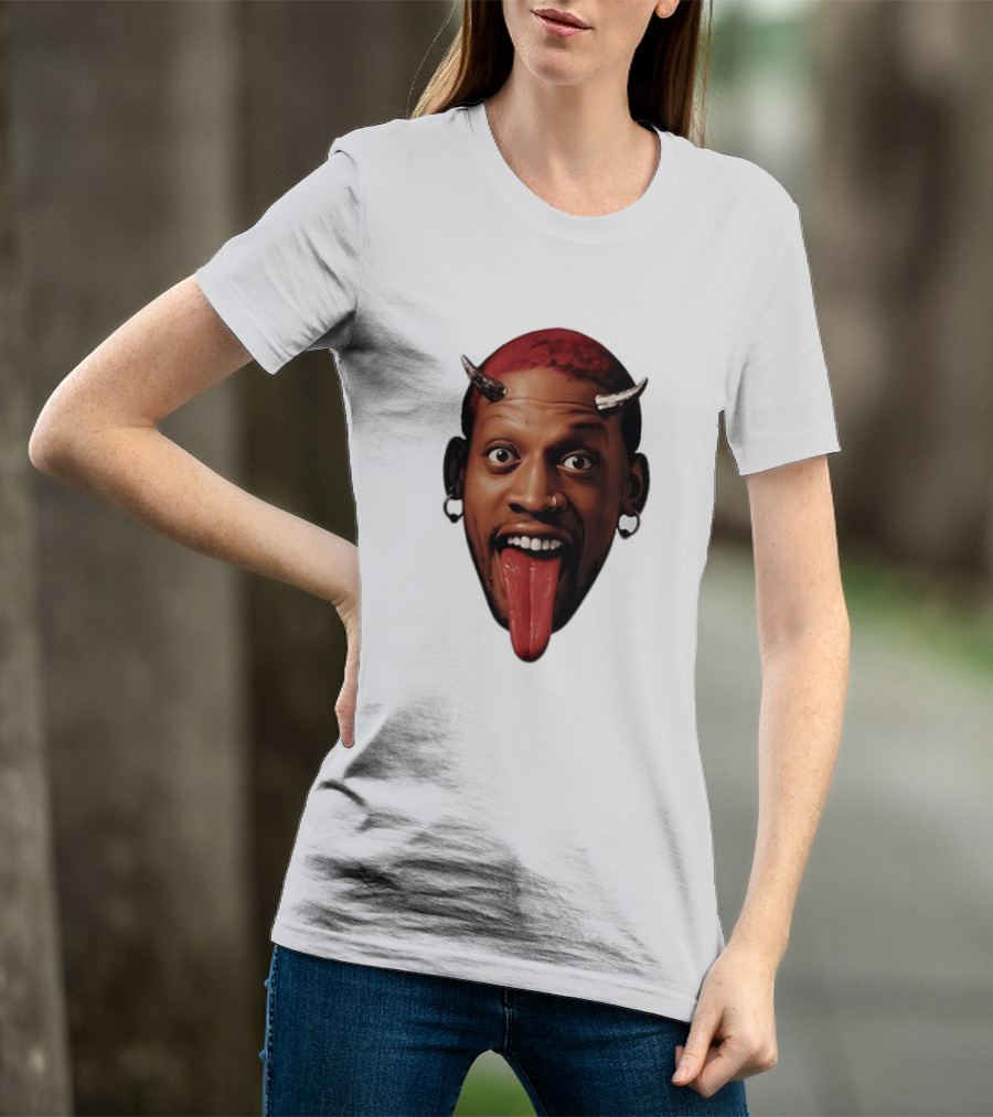 Dennis Rodman Big Face Devil Horns Chicago Bulls T-Shirt