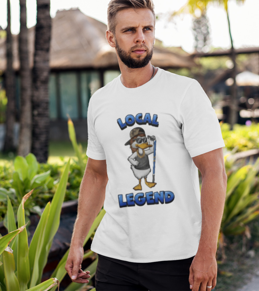 Duck Local Legend Hockey Player In Sunglasses And Cap T-Shirt