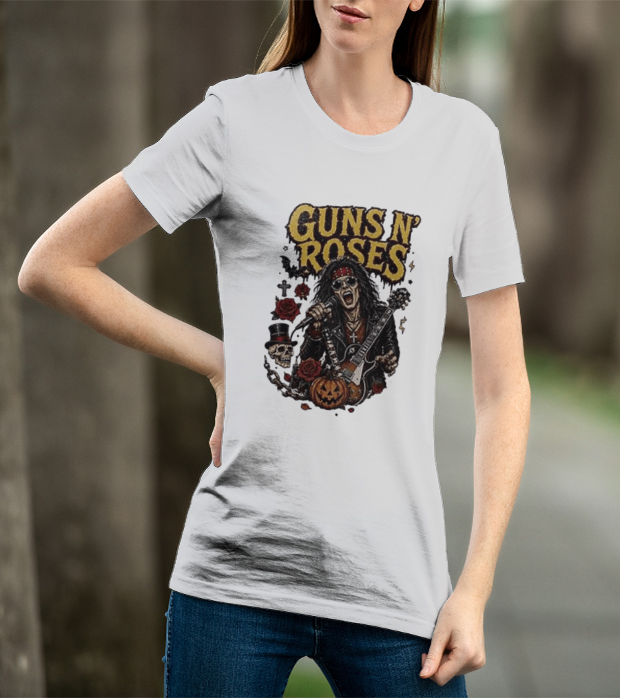 Guns N' Roses I'm A GNR Ghoul Appetite For Fright Halloween Rocks With Skulls And Pumpkins T-Shirt
