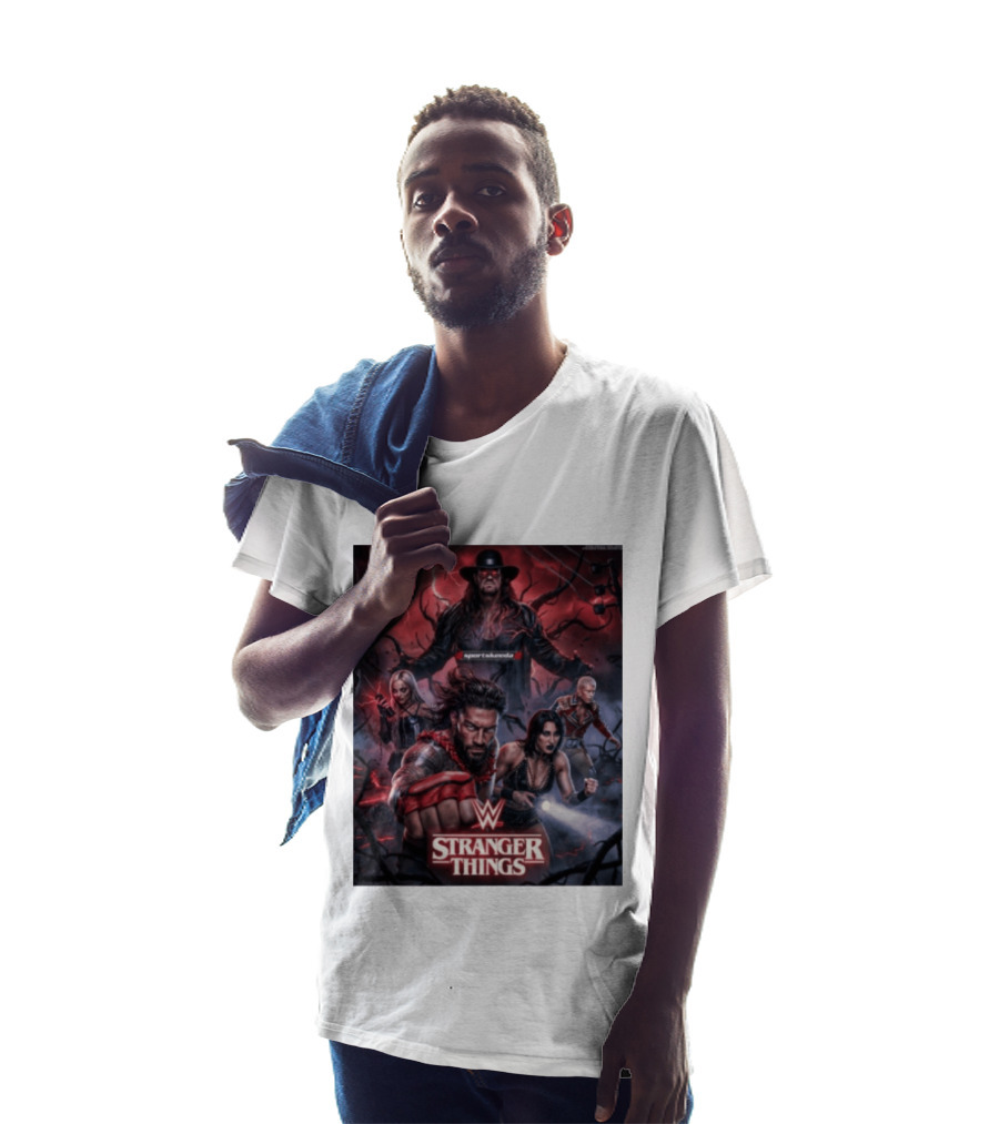 WWE And Stranger Things Crossover With The Undertaker, Roman Reigns, Cody Rhodes, Rhea Ripley, And Liv Morgan T-Shirt