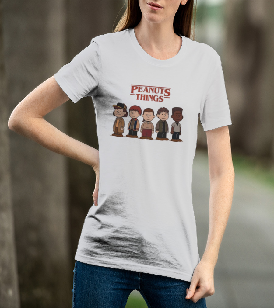 Peanuts Things Cartoon Characters Mashup Stranger 80s T-Shirt
