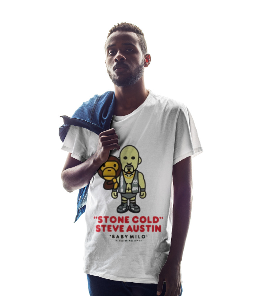 Stone Cold Steve Austin Baby Milo Collaboration Mens White T-Shirt