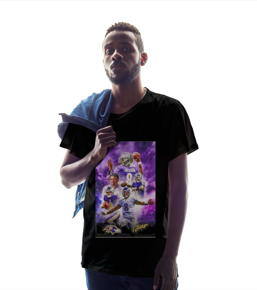 Baltimore Ravens Lamar Jackson 8 With Signature T-Shirt