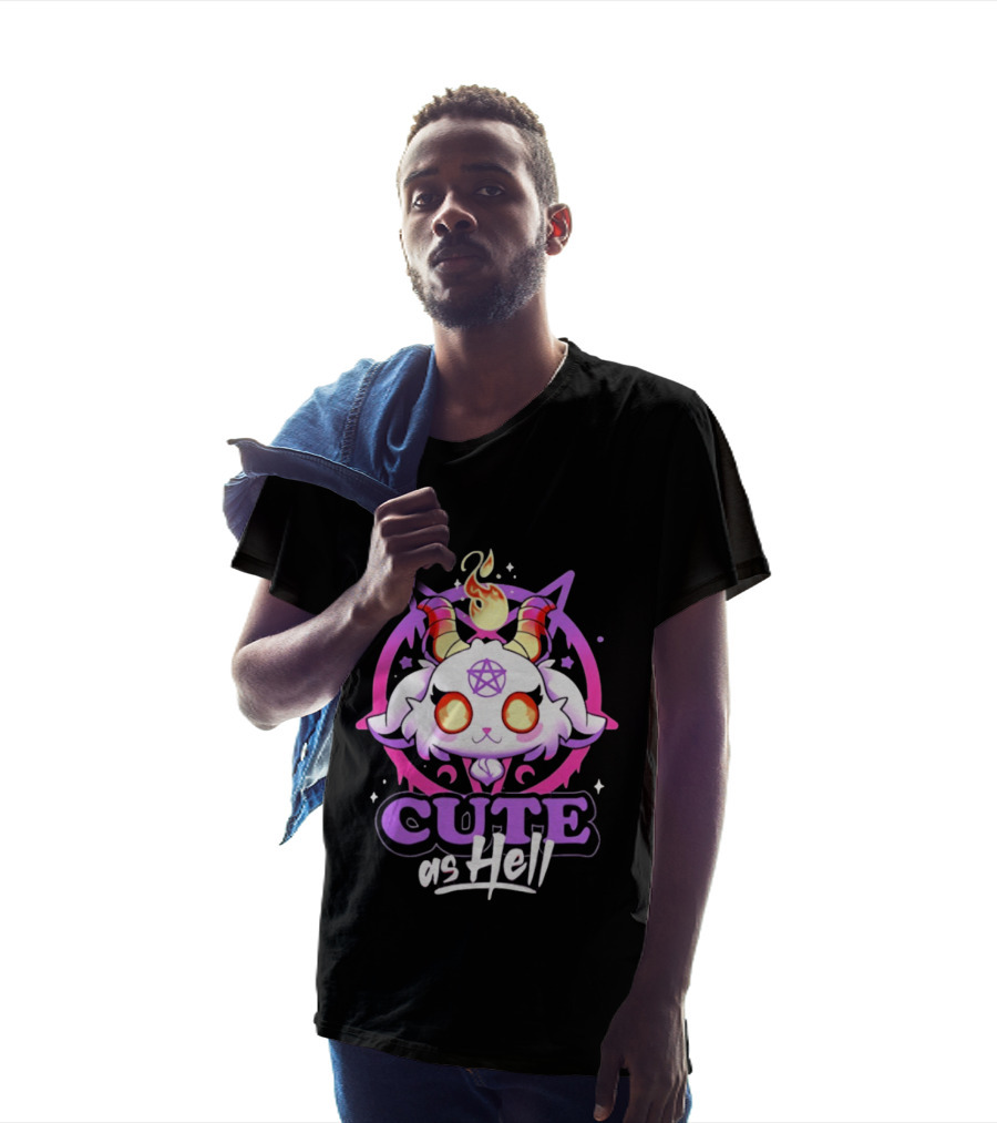 Cute As Hell Goat Demon Pentagram Flame T-Shirt