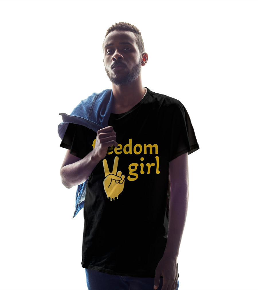 Freedom Girl Peace Sign Hand Gesture T-Shirt