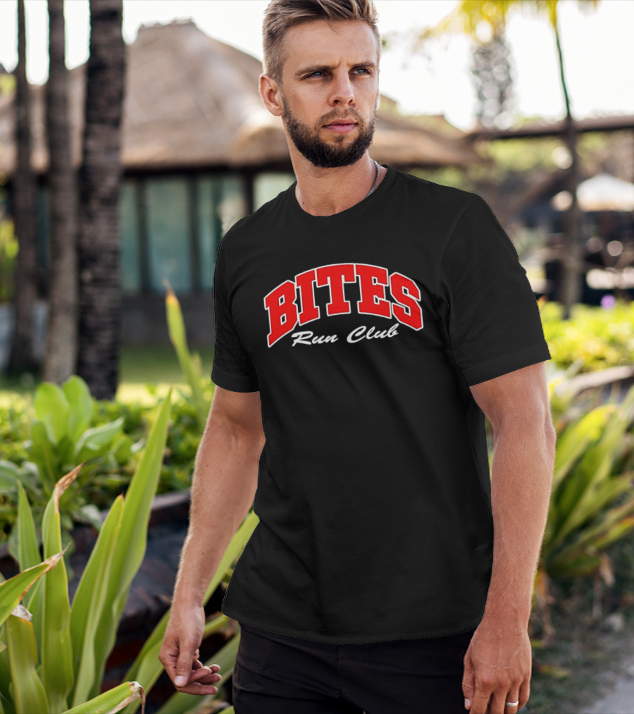 Bites Run Club Classic Style Sports Lettering T-Shirt