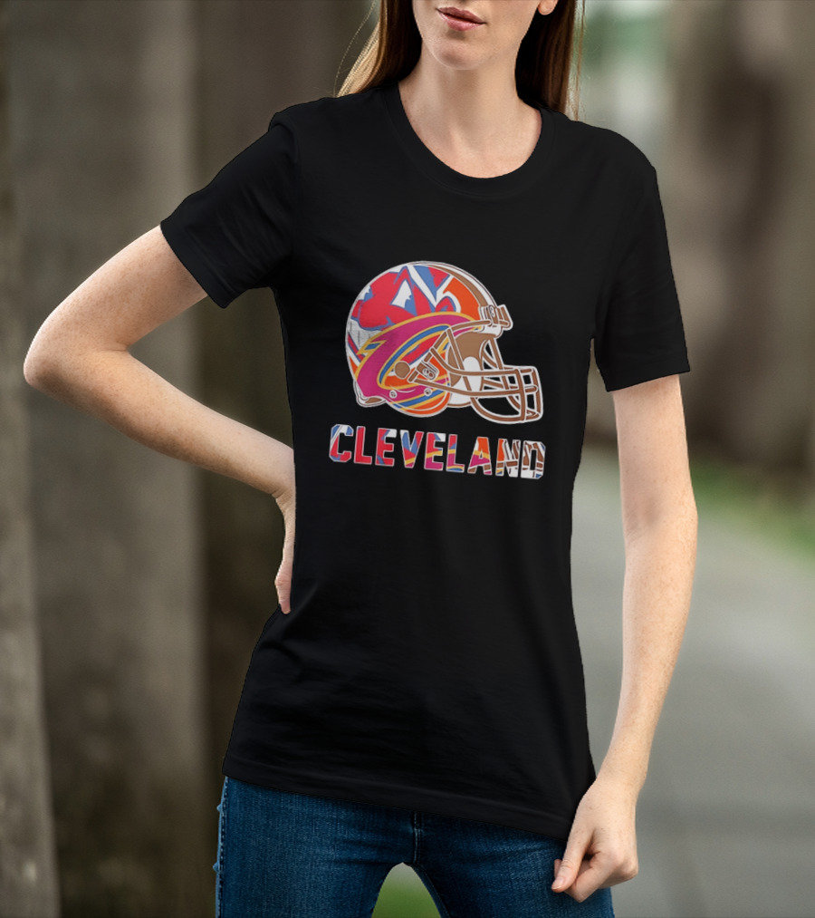 Cleveland Football Cavaliers Browns Guardians Helmet T-Shirt