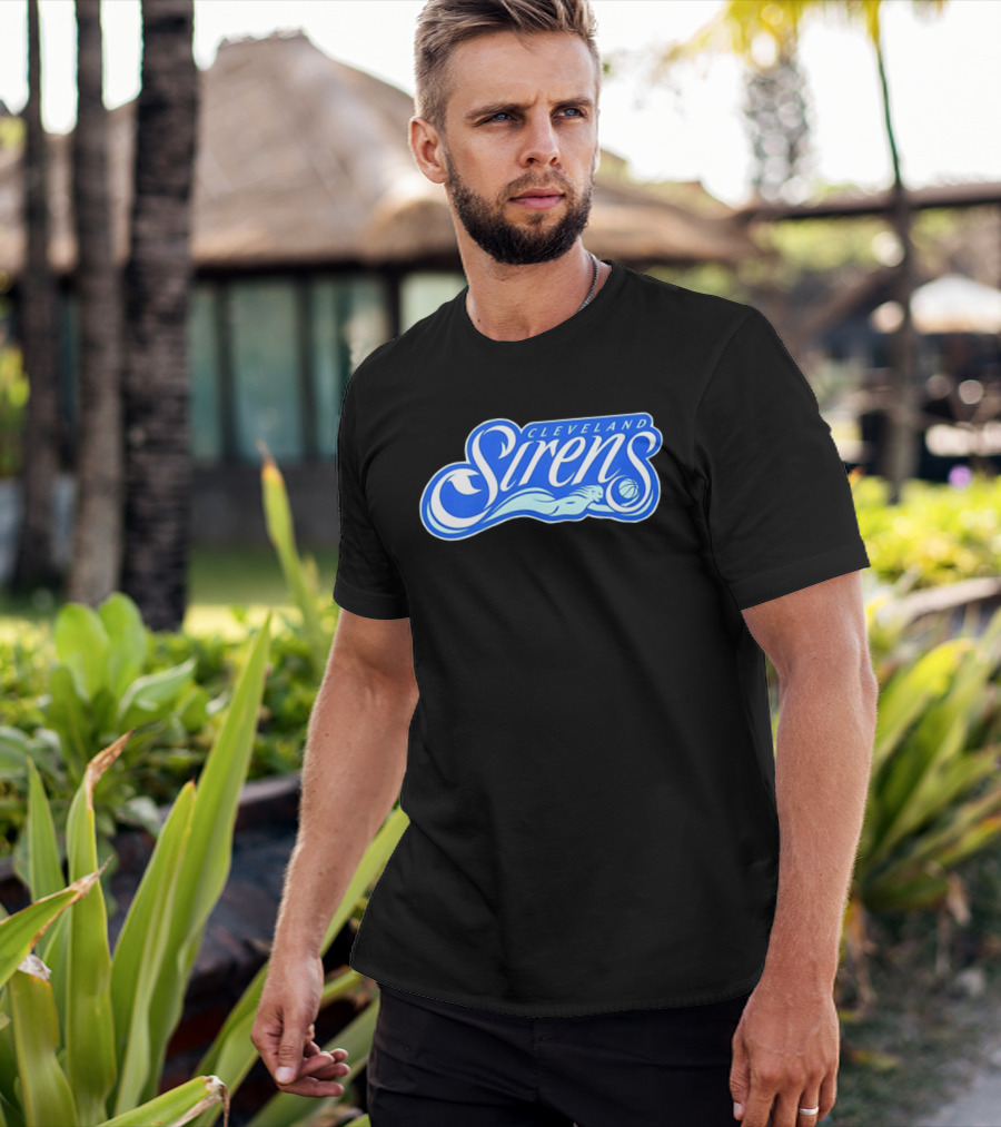 Cleveland Sirens Basketball Sports Team Oceanic Logo With Athlete And Ball T-Shirt