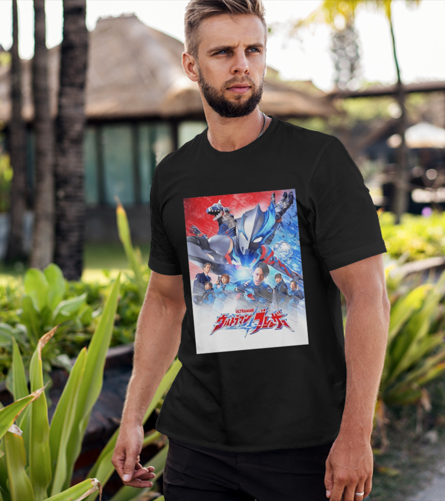 Ultraman Blazar Cast And Characters With Heroic Action Scene T-Shirt
