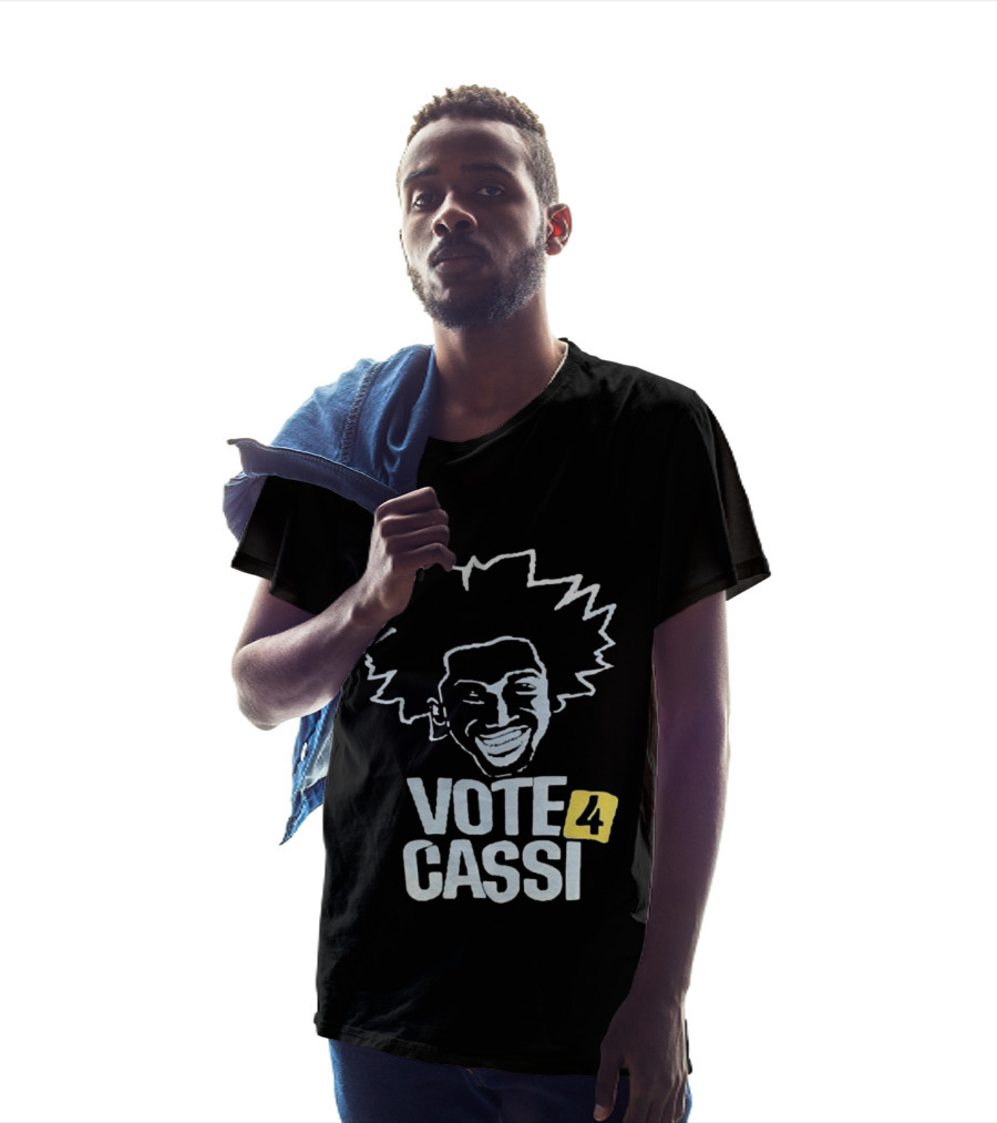 Vote 4 Cassi Spiky Afro Smiling Line T-Shirt