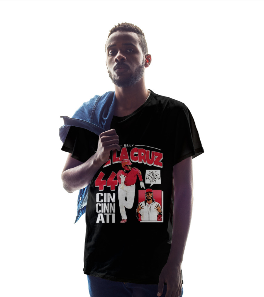 Elly De La Cruz Cincinnati Reds 44 Get Your Fours Up T-Shirt